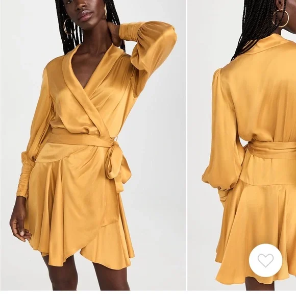 green emerald velvet dress Silk Wrap Mini Dress Gold  blueandcream